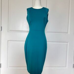 Calvin Klein Teal Sleeveless Sheath Midi Dress